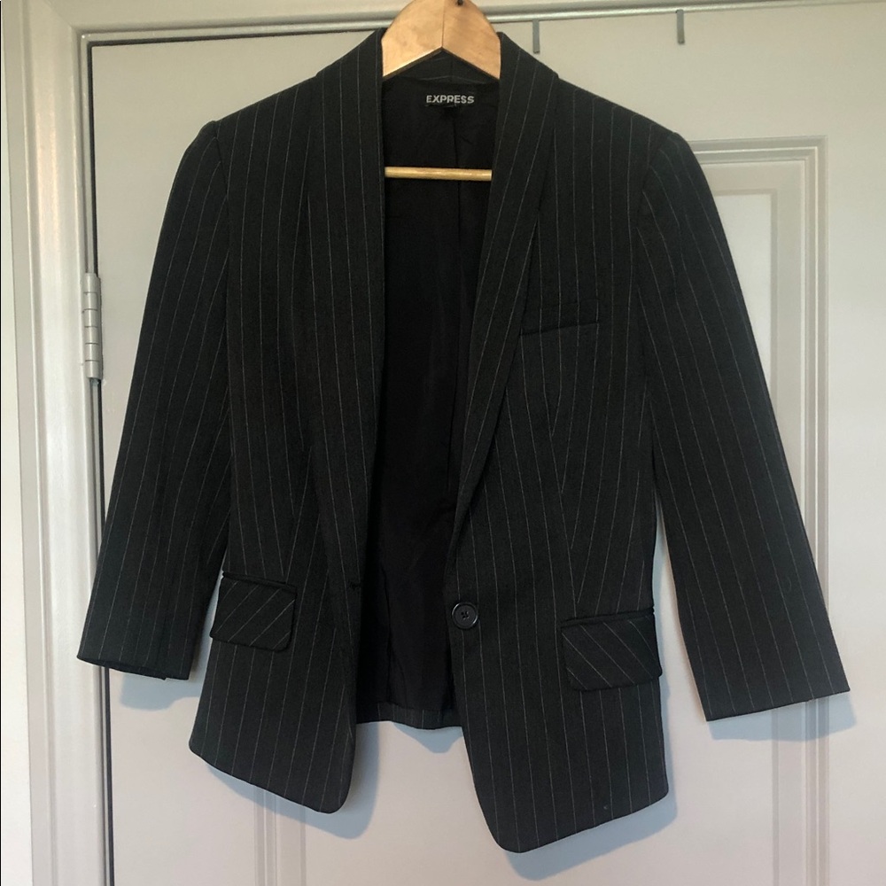 Express Men's Charcoal Pinstripe Blazer